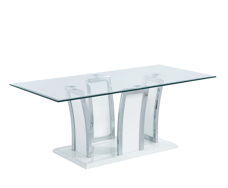 Staten Glossy White/Chrome Coffee Table - Star USA Furniture Inc