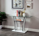 Staten Glossy White/Chrome Sofa Table - Star USA Furniture Inc