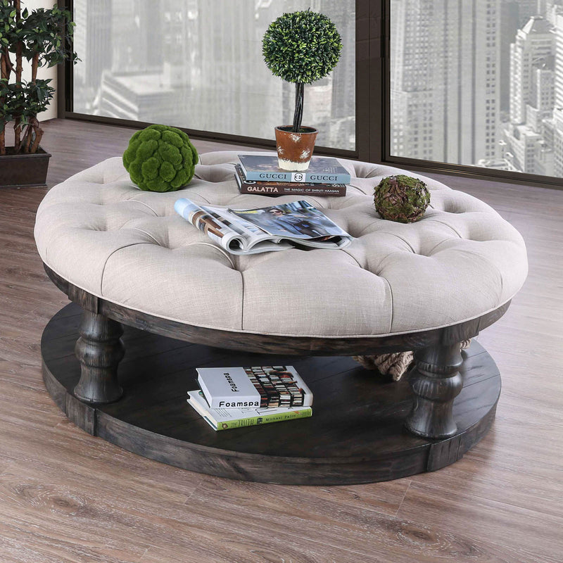 Mika Antique Gray Coffee Table w/ Cushion Top