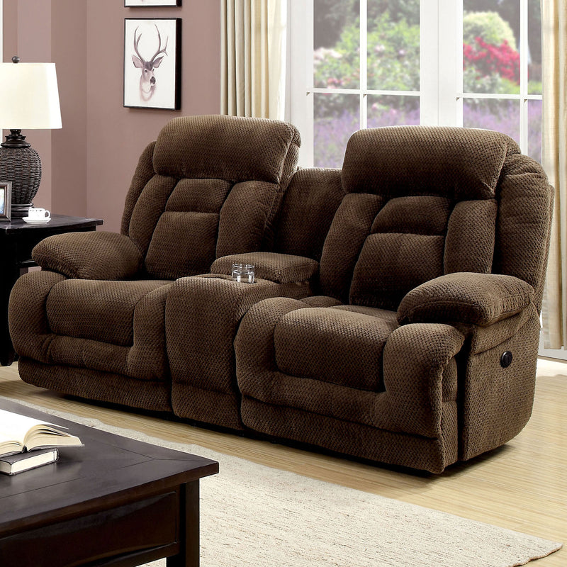 GRENVILLE Brown Power Console Love Seat - Star USA Furniture Inc