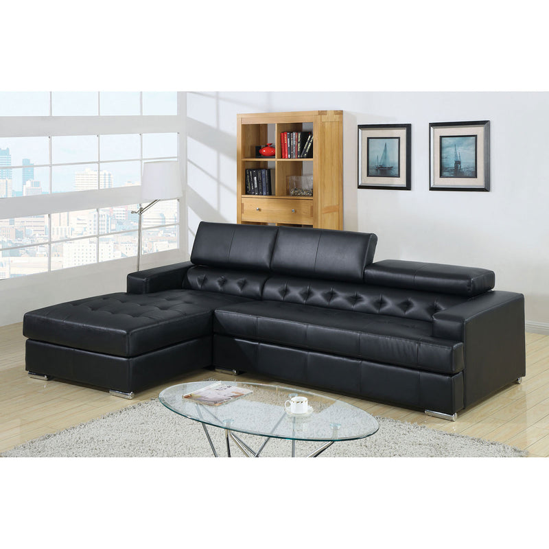 Floria Black Sectional + Console Table