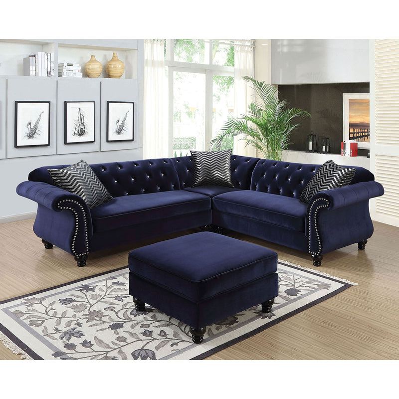 JOLANDA II Blue Sectional, Blue - Star USA Furniture Inc