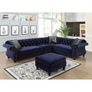 JOLANDA II Blue Sectional + 1 Left Side Chair, Blue - Star USA Furniture Inc