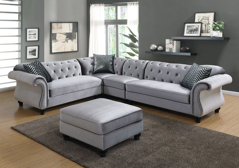 JOLANDA II Gray Sectional + 1 Right Side Chair, Gray - Star USA Furniture Inc