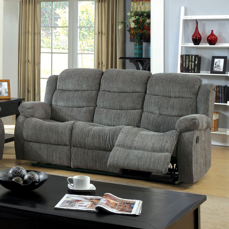 MILLVILLE Gray Sofa w/ 2 Recliners