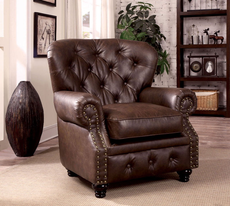 STANFORD Brown Chair, Brown Leatherette