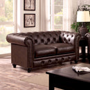STANFORD Brown Love Seat, Brown Leatherette - Star USA Furniture Inc