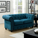 STANFORD Dark Teal Love Seat, Dark Teal Fabric - Star USA Furniture Inc