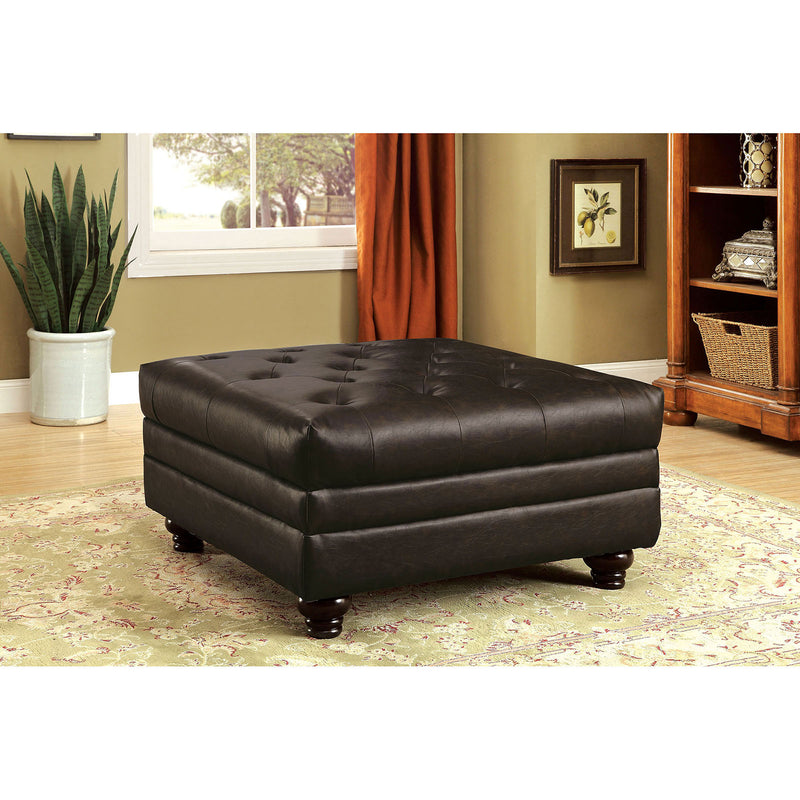 Stanford II Brown Ottoman, Brown Leatherette