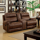 KELLIE Brown Console Love Seat & 2 Recliners - Star USA Furniture Inc