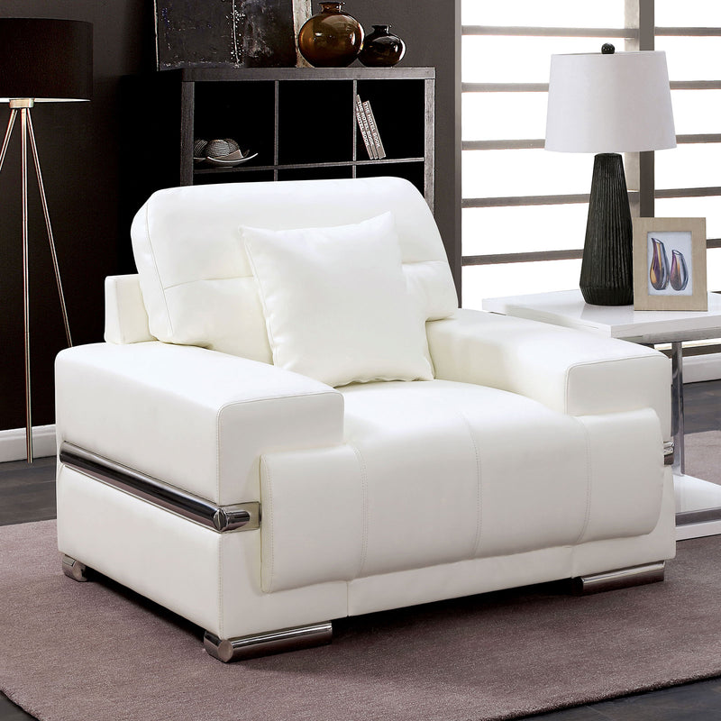 ZIBAK White/Chrome Chair, White - Star USA Furniture Inc