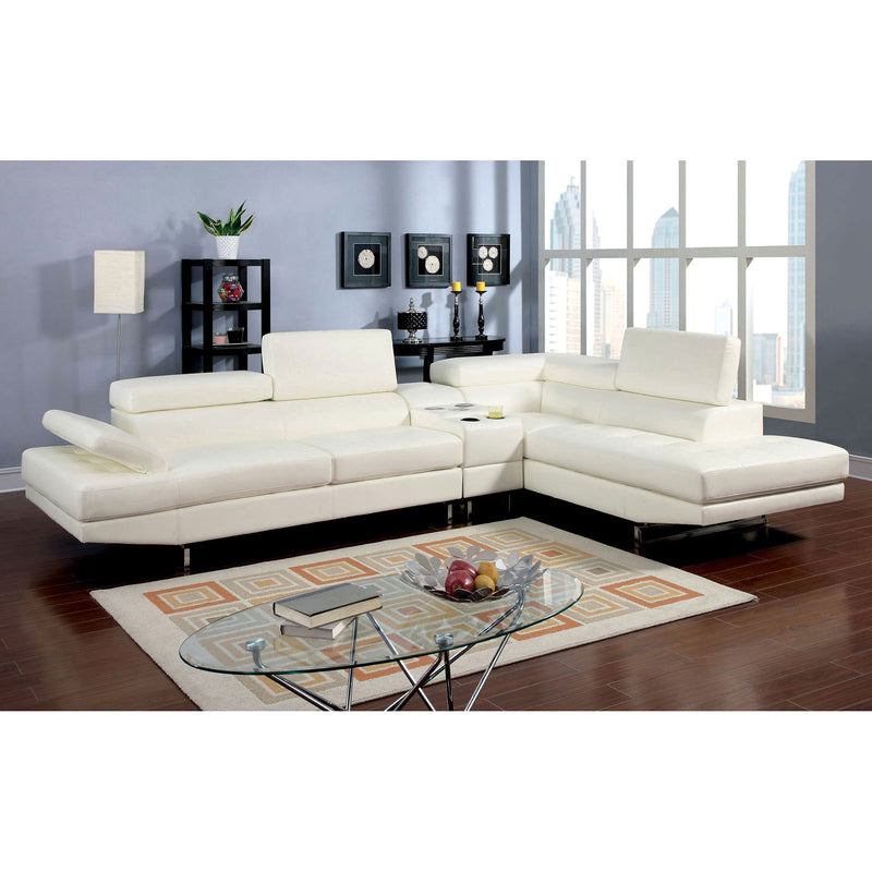 Kemi White Sectional + Console Table