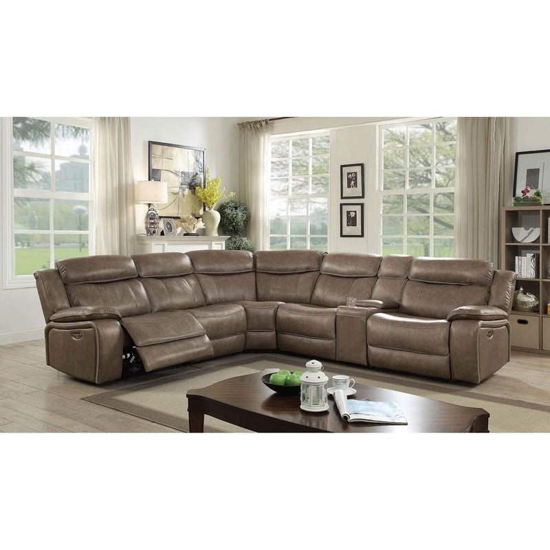 Page Gray Power Sectional w/ 2 Armless Chairs