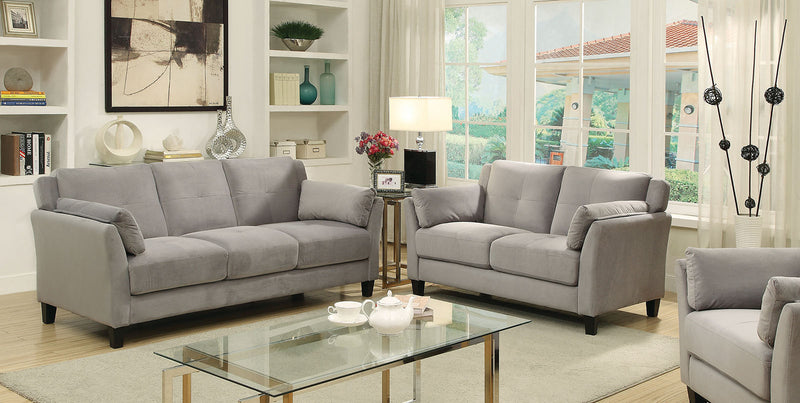 YSABEL Gray Sofa + Love Seat, Warm Gray