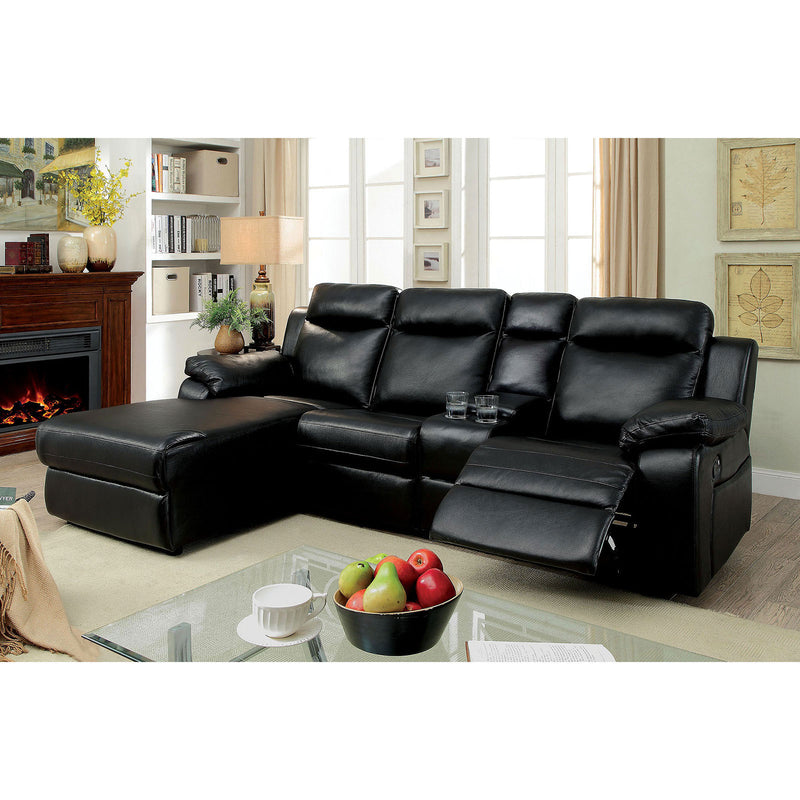 HARDY Black Sectional w/ Console, Black