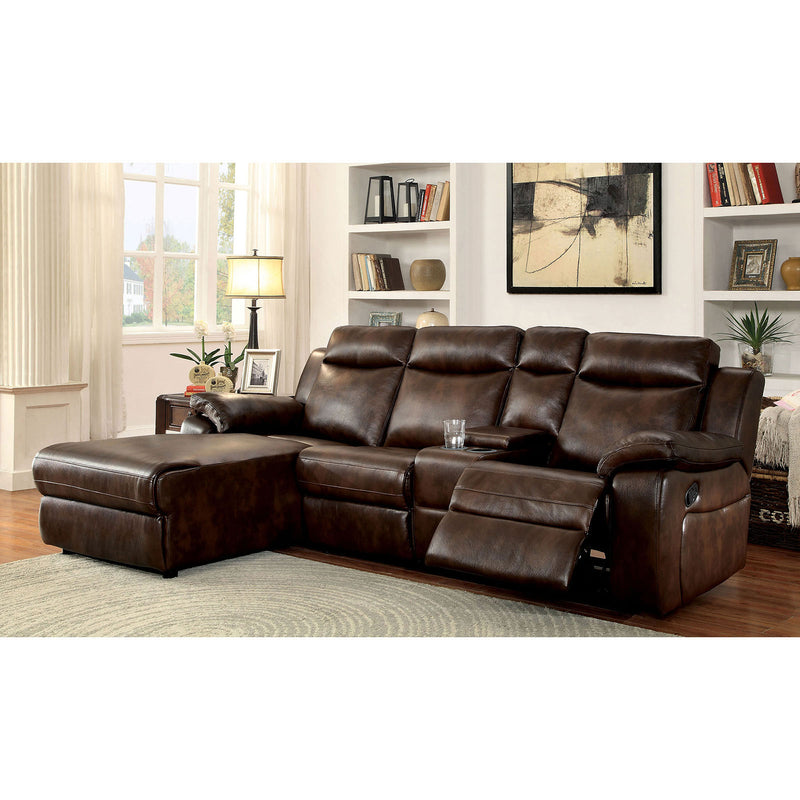 Hardy Brown Sectional w/ Console, Brown