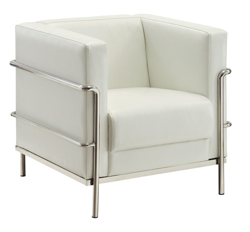 Leifur White/Chrome Chair, White - Star USA Furniture Inc