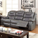 GRANDOLF Gray Sofa w/ 2 Recliners & Drop-Down Table, Gray - Star USA Furniture Inc