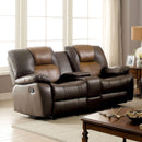POLLUX Dark Brown/Light Brown Love Seat w/ 2 Recliners - Star USA Furniture Inc