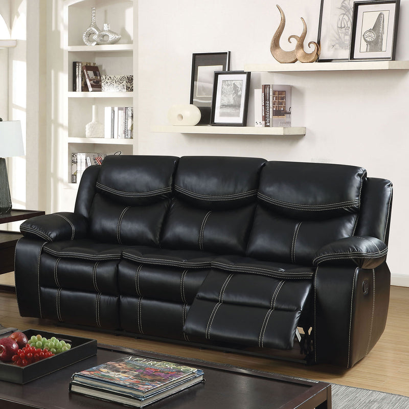 GATRIA Black Sofa w/ 2 Recliners