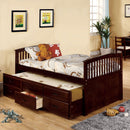 Bella II Dark Walnut Captain Twin Bed w/ Trundle + 3 Drawers - Star USA Furniture Inc