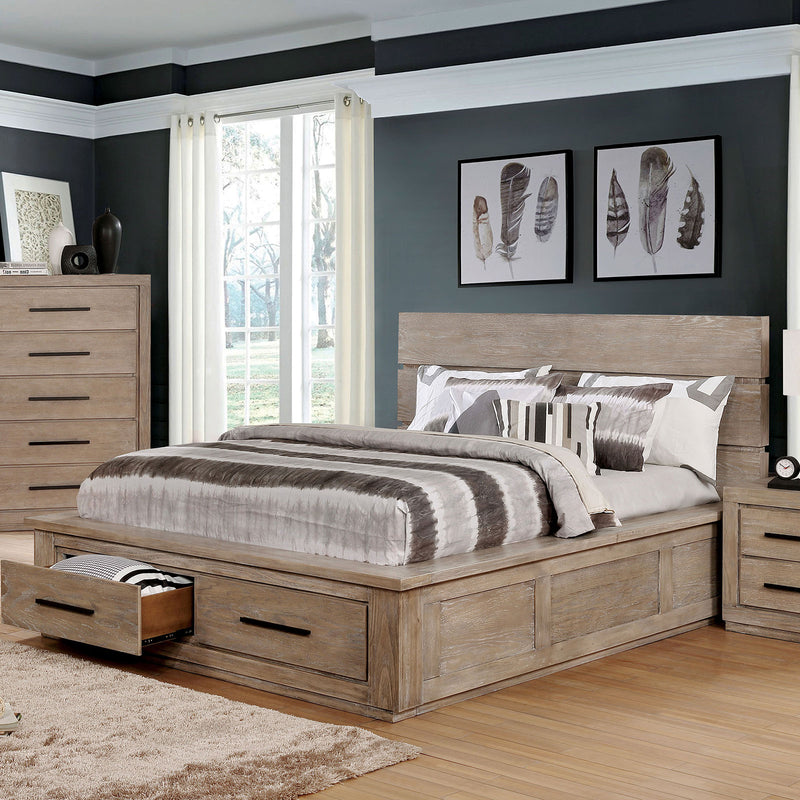 Oakes Weathered Natural Tone Queen Bed - Star USA Furniture Inc