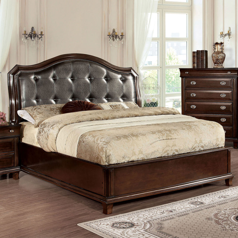 Arden Brown Cherry Queen Bed - Star USA Furniture Inc