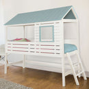 OMESTAD White/Light Blue Twin Size House Bed - Star USA Furniture Inc