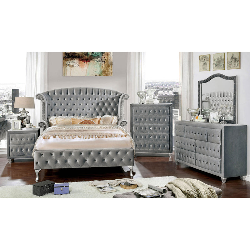 Alzir Gray 5 Pc. Queen Bedroom Set w/ 2NS - Star USA Furniture Inc