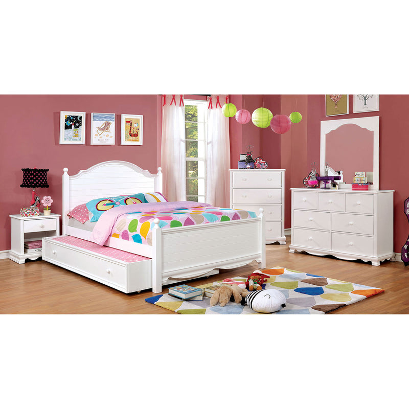 Dani White 4 Pc. Full Bedroom Set w/ Trundle - Star USA Furniture Inc