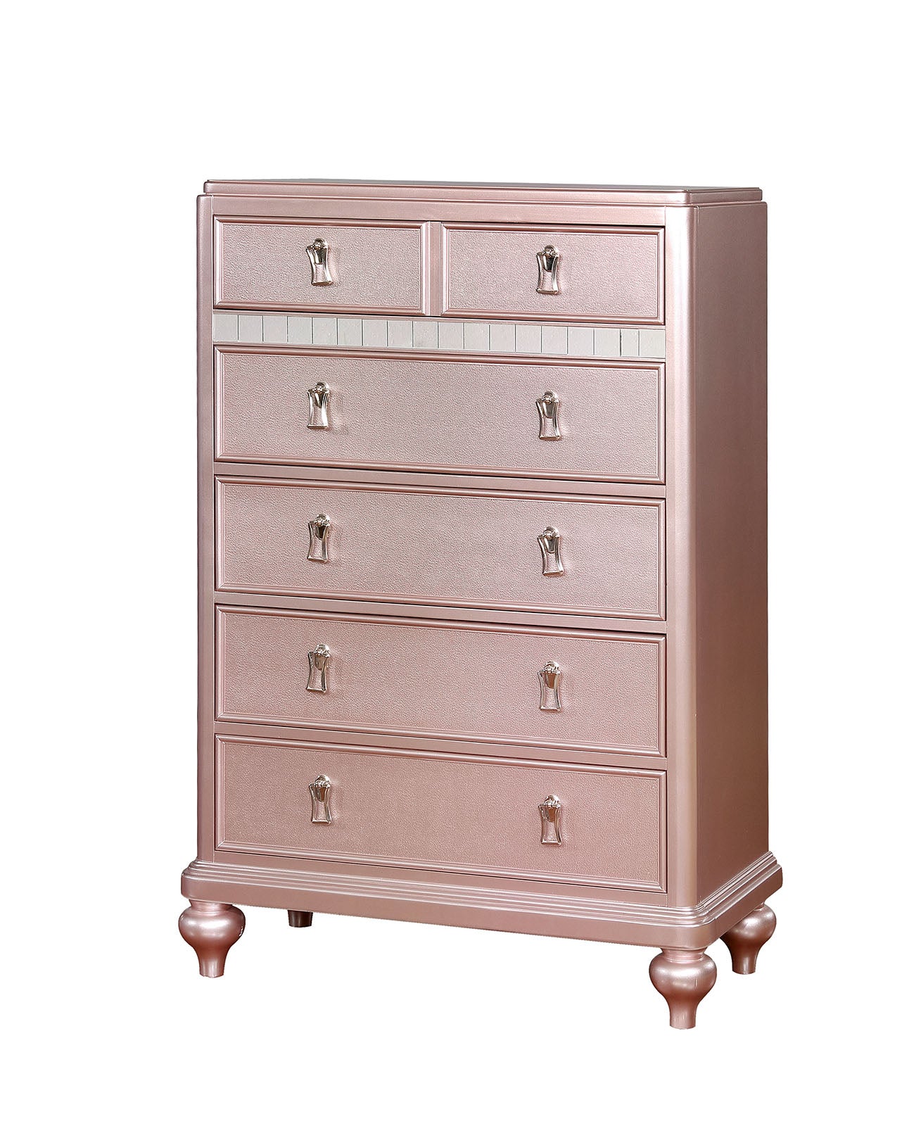rose gold dresser Contemporary Full Size Bed 6pc Set Mirror Nightstand Chest Padded HB Tufted Bedroom Furniture Solid wood the perfect addition to any space longing for a touch of stylish appeal Ariston Rose Gold Chest
