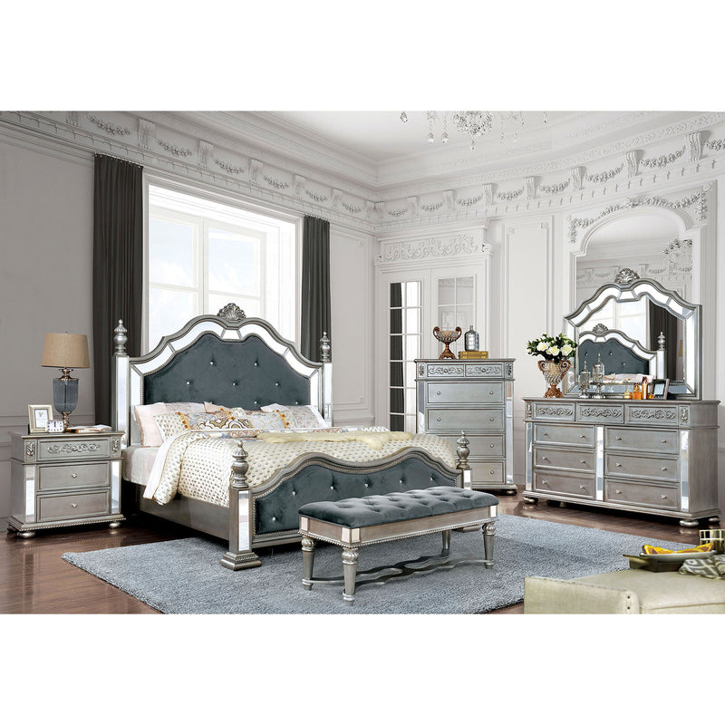 Azha Silver/Gray 5 Pc. Queen Bedroom Set w/ Chest - Star USA Furniture Inc