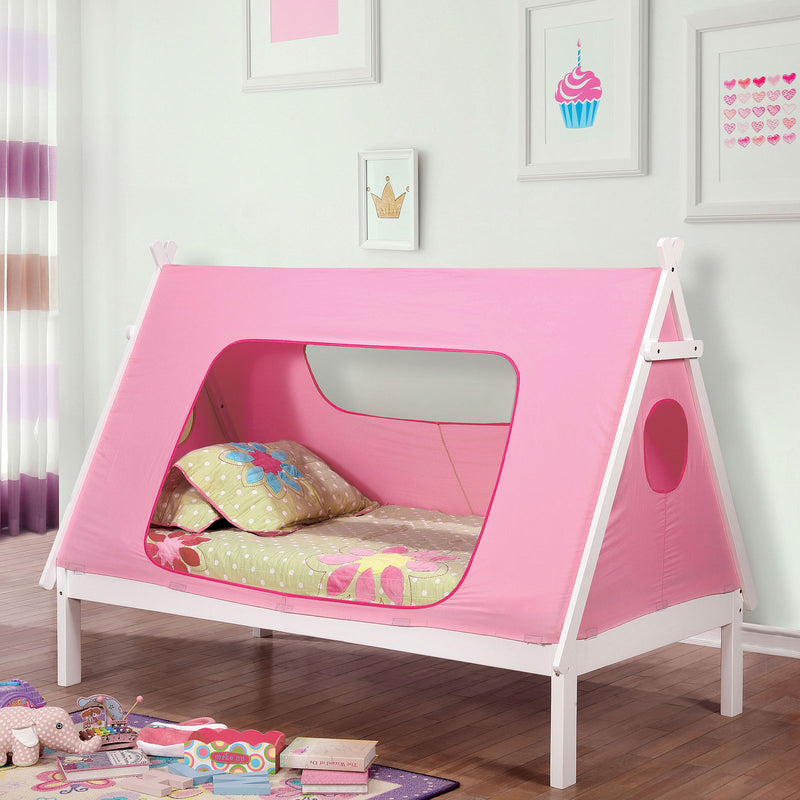 Debra White/Pink Twin Bed