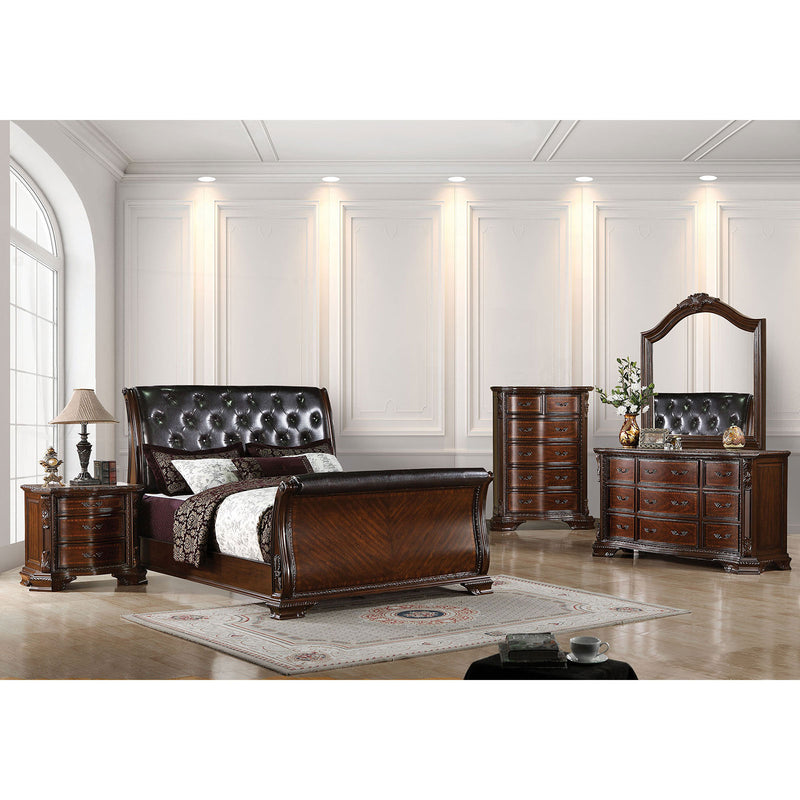 South Yorkshire Brown Cherry/Espresso 5 Pc. Queen Bedroom Set w/ 2NS