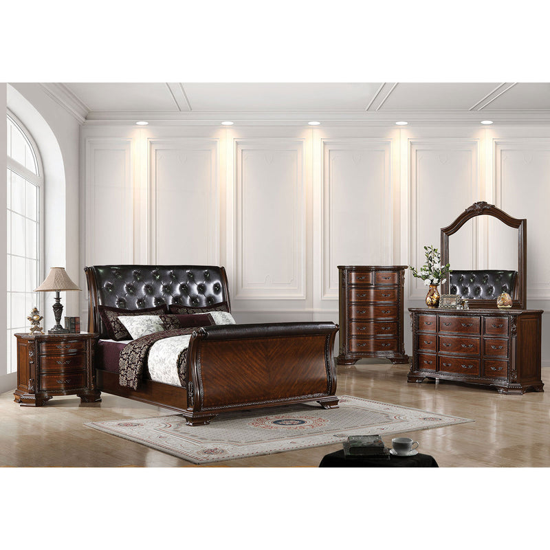 South Yorkshire Brown Cherry/Espresso 5 Pc. Queen Bedroom Set w/ Chest - Star USA Furniture Inc