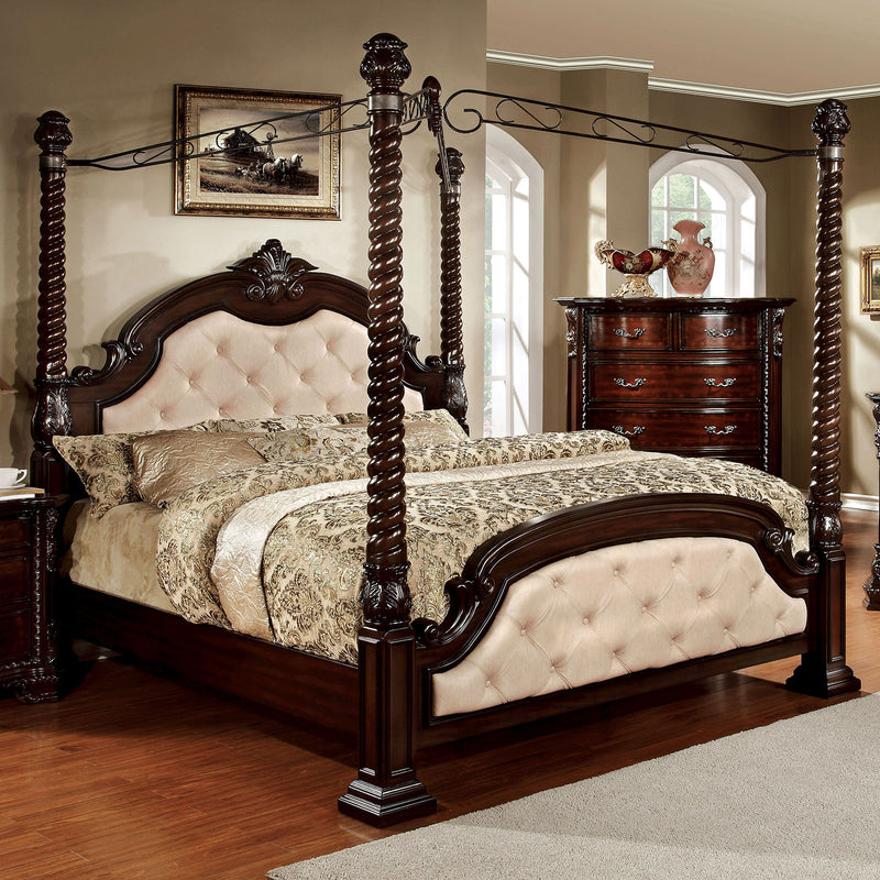 Monte Vista I Ivory/Brown Cherry Queen Bed