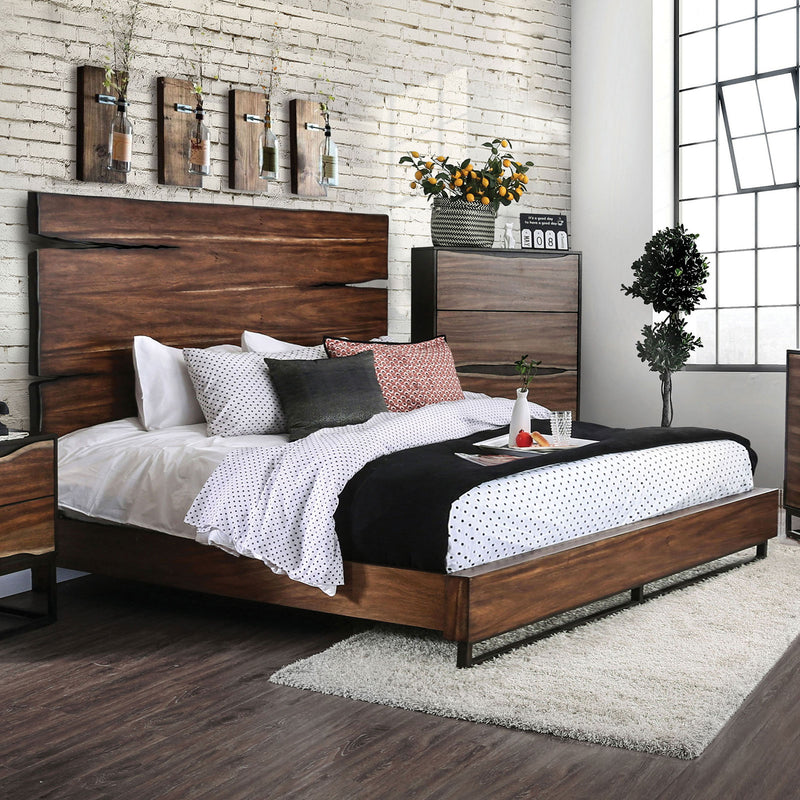 Fulton Dark Oak/Dark Walnut Cal.King Bed - Star USA Furniture Inc