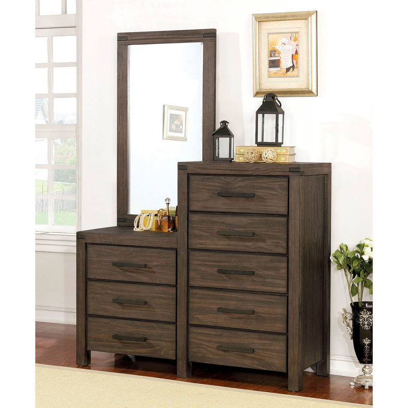 Rexburg Wire-Brushed Rustic Brown 8-Drawer Dresser Mirror - Star USA Furniture Inc