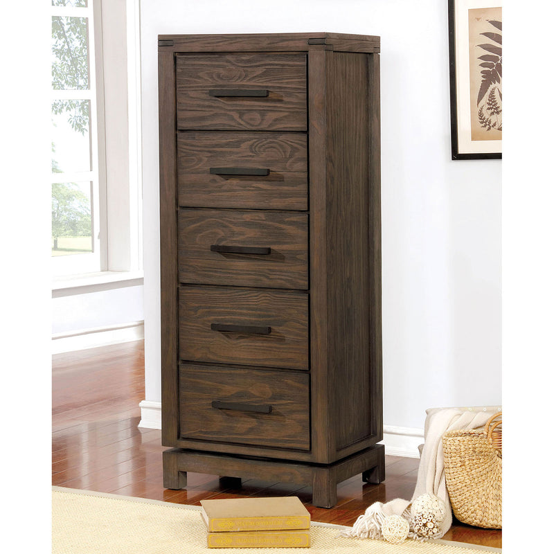 Rexburg Wire-Brushed Rustic Brown Swivel Chest