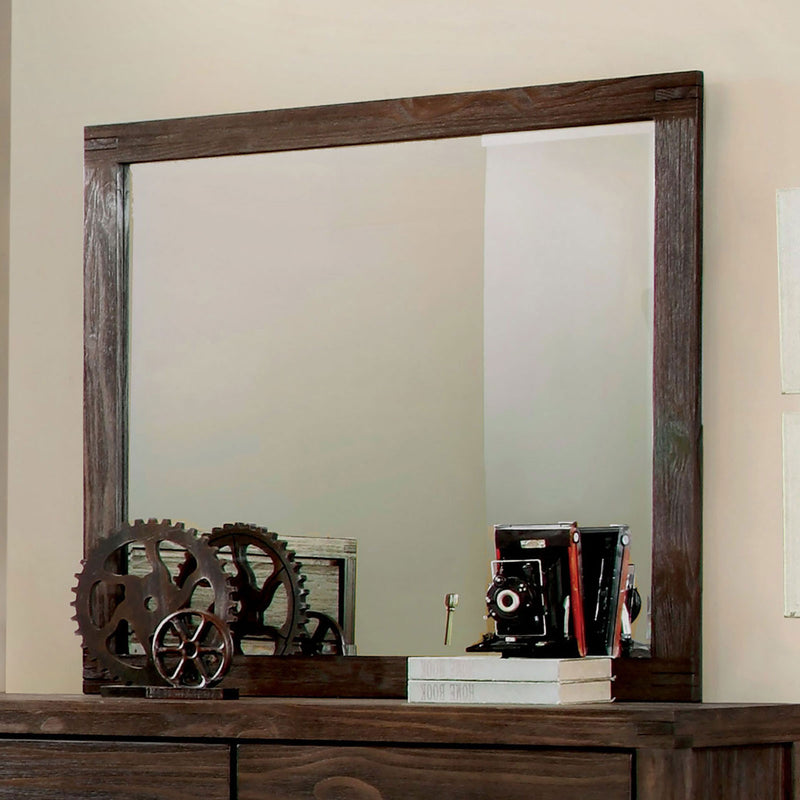 Rexburg Wire-Brushed Rustic Brown Mirror - Star USA Furniture Inc