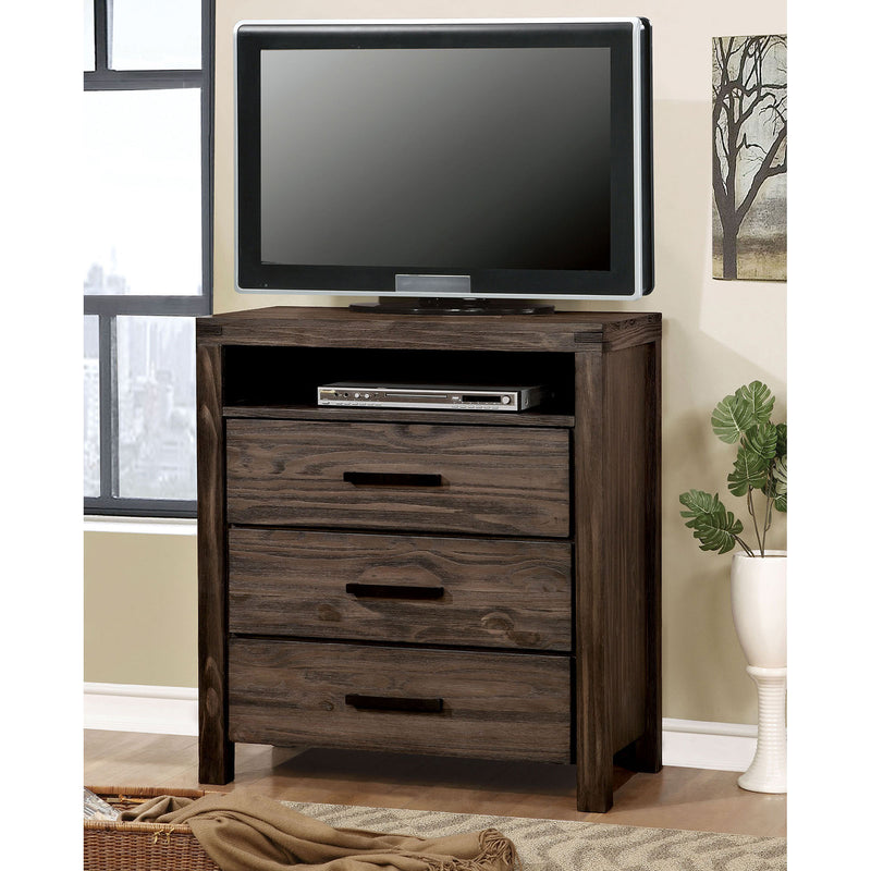Rexburg Wire-Brushed Rustic Brown Media Chest