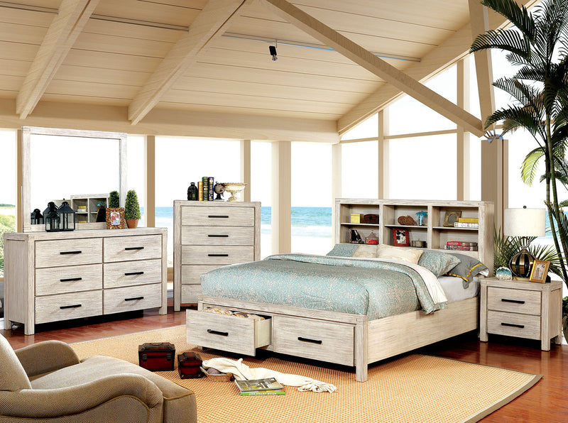 Strasburg Wire-Brushed White 4 Pc. Queen Bedroom Set