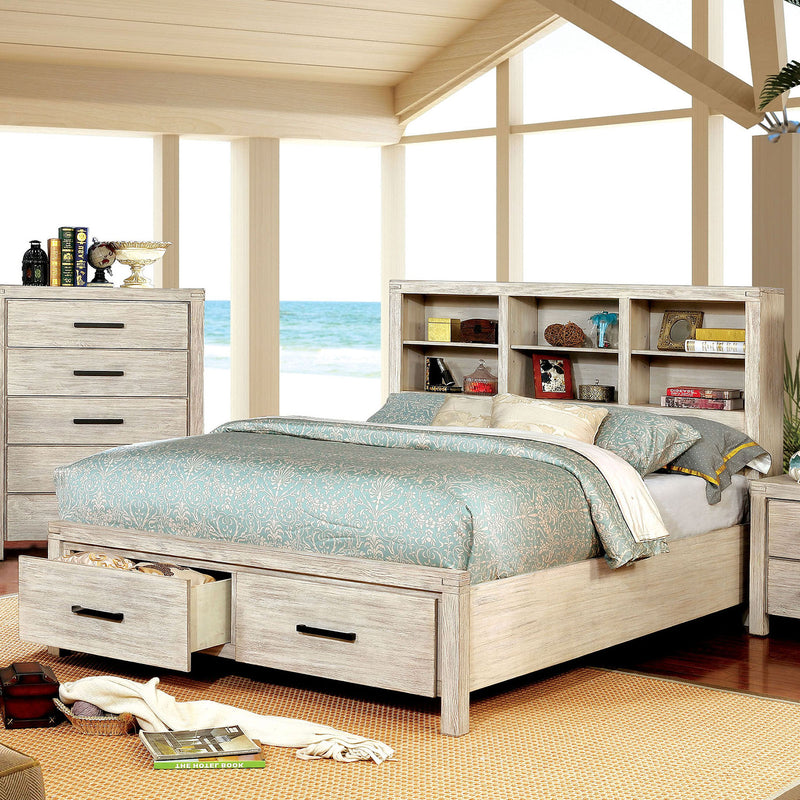 Strasburg Wire-Brushed White Queen Bed
