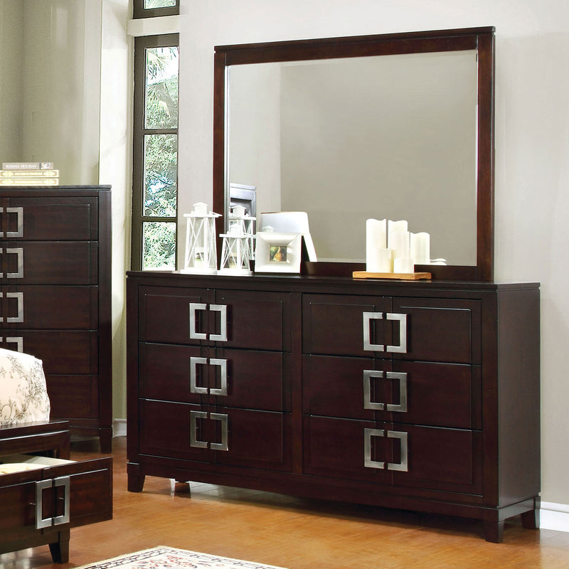 brown cherry dresser Furniture of America 7068D Brown Cherry 6-Drawer Dresser