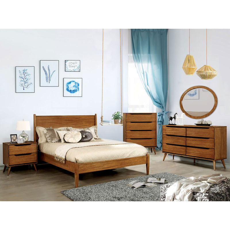 Lennart Oak 4 Pc. Queen Bedroom Set w/ Oval Mirror