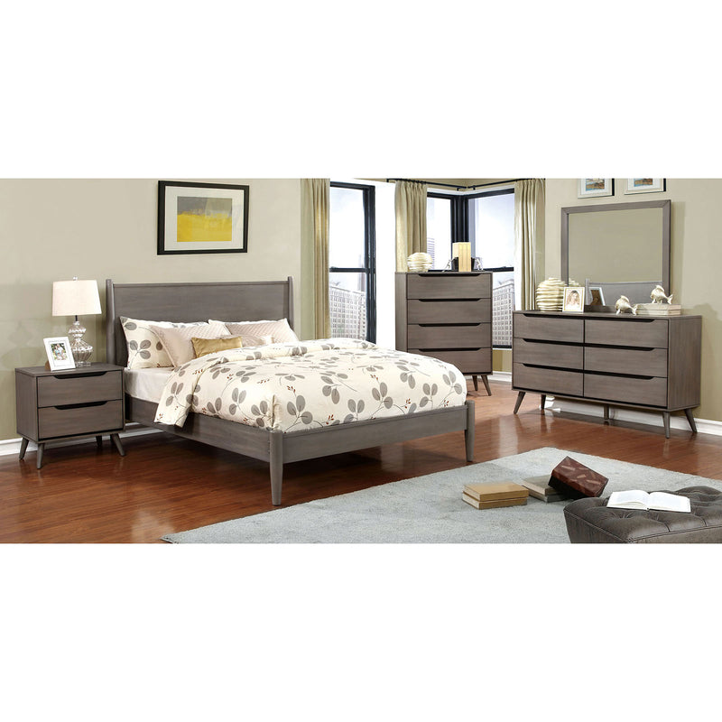 Lennart Gray 5 Pc. Queen Bedroom Set w/ 2NS + Oval Mirror - Star USA Furniture Inc