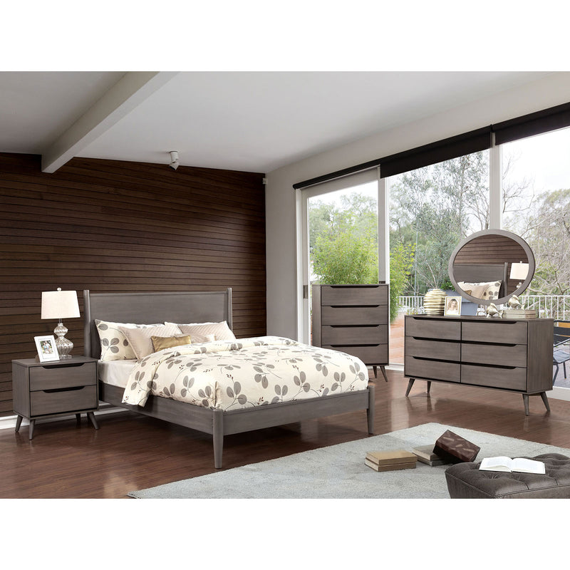 LENNART II Gray 4 Pc. Full Bedroom Set w/ Oval Mirror