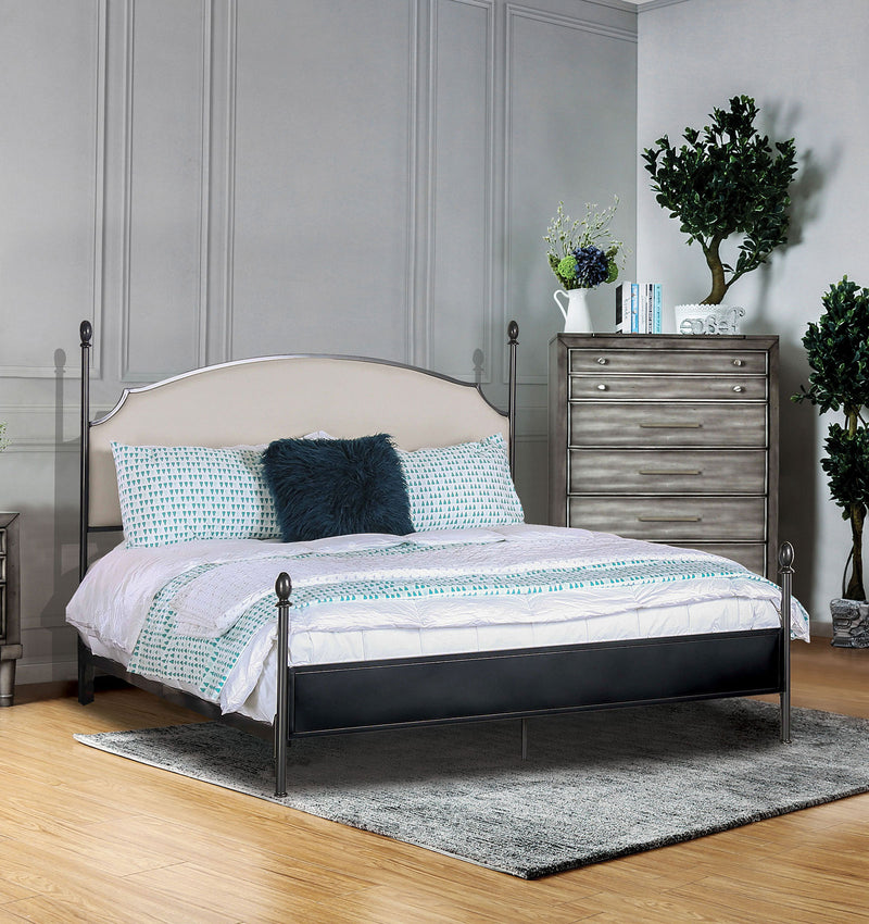 SINEAD Gun Metal/Beige E.King Bed - Star USA Furniture Inc