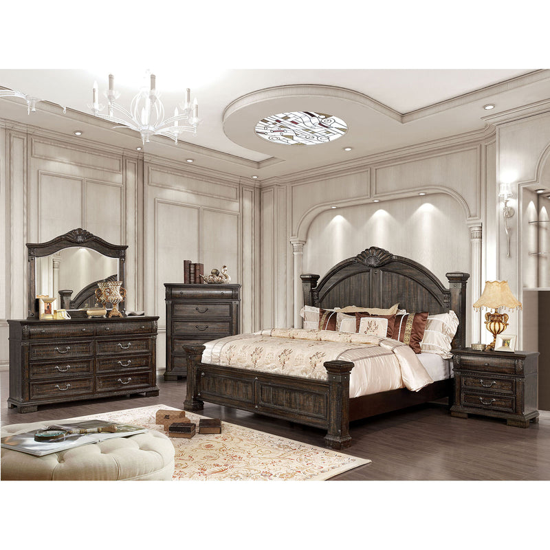 Genevieve Distressed Walnut 5 Pc. Queen Bedroom Set w/ 2NS - Star USA Furniture Inc