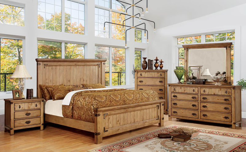CARLSBAD Weathered Elm 5 Pc. Queen Bedroom Set w/ Chest